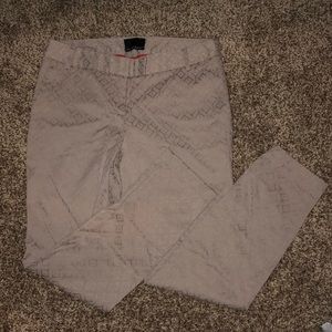 Cynthia rowley straight leg tan patterned pant!